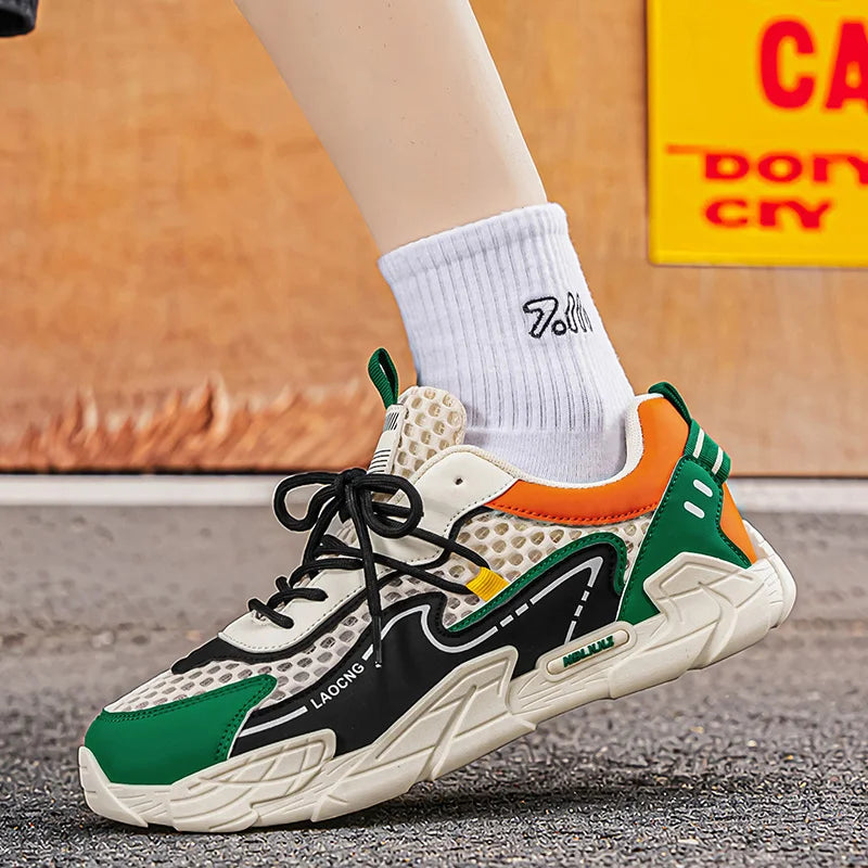 Mens Sports Shoes Summer Mesh Casual Fashion Lace Up Walking Shoes 2026 New Youth Daily Commuting Comfortable Versatile Sneakers