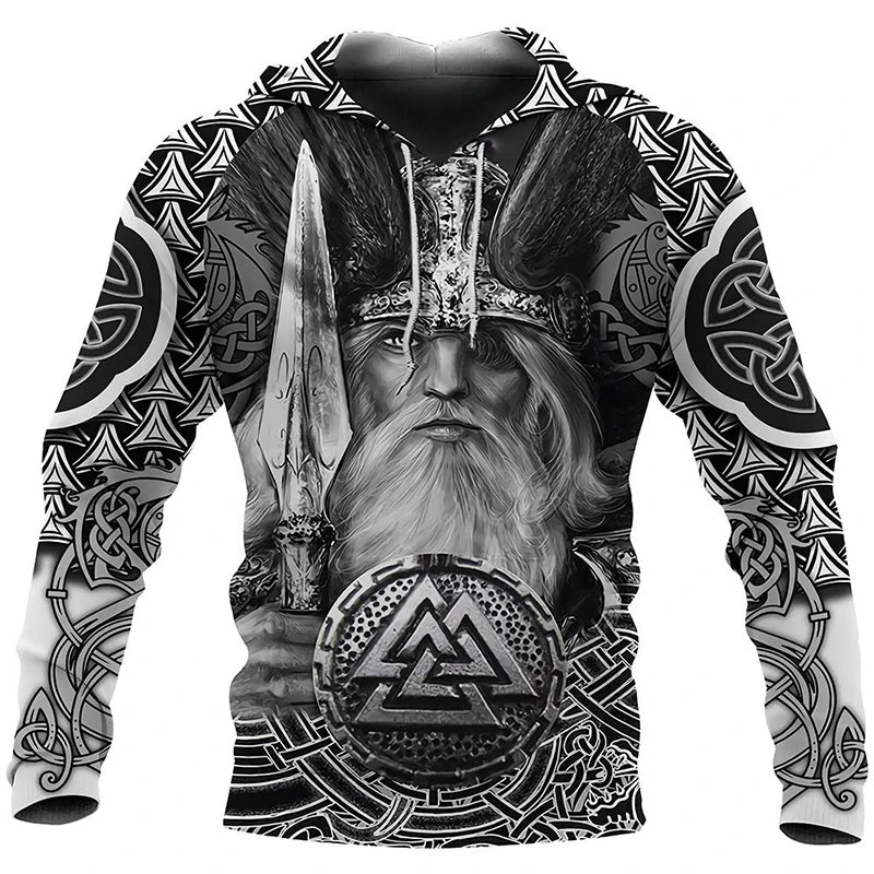 2024 Mens Hoodies Eagle Tattoo Pattern Vikings 3D Printed Fashion Casual Harajuku Hip Hop Autumn And Winter Oversized Sudaderas, Produit gaming premium Fraquane