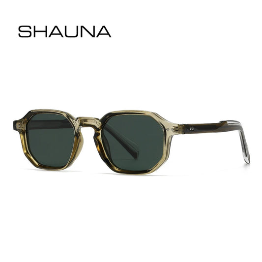 SHAUNA New Polygon Square Men Polarized Sunglasses Retro Rivets Women Blue Green Shades UV400