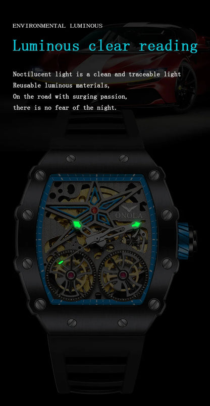New Luxury Fashion Watches Men ONOLA Brand Hollow Full Automatic Mechanical Men Watch Waterproof Clock