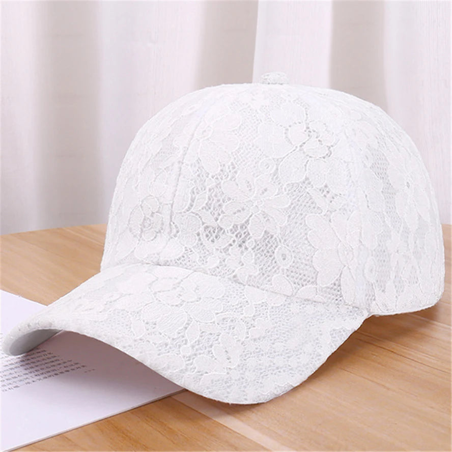 Princess-tyylinen pitsikirjailtu verkkokukka-kevät- ja kesämallinen naisten baseball-lippis, hengittävä naisten snapback-lippis, nuorille tytöille, BQ091
