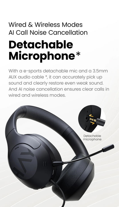 HAYLOU S30 Wireless Bluetooth 5.4 Headphones 43dB Adaptive Noise Cancelling Headsets 40mm Driver 80H Playtime Earphones