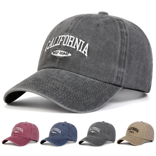 Unisex CALIFORNIA Letter Embroidery Wash Baseball Caps Spring and Autumn Outdoor Adjustable Casual Hats Sunscreen Hat