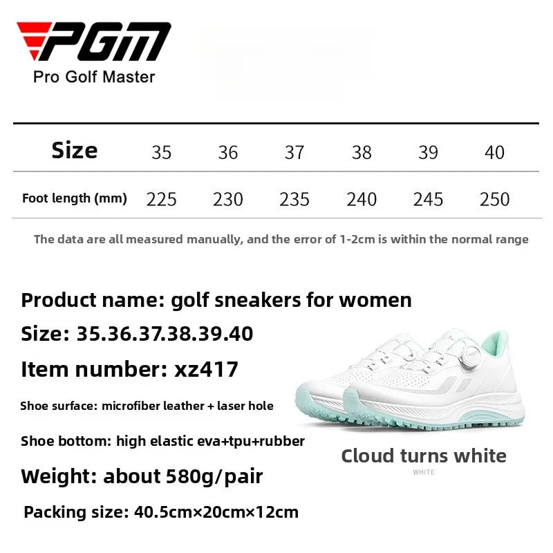 Scarpe da golf da donna PGM estive traspiranti con lacci a rotella, rialzate, antiscivolo, sneakers sportive outdoor coreane XZ417