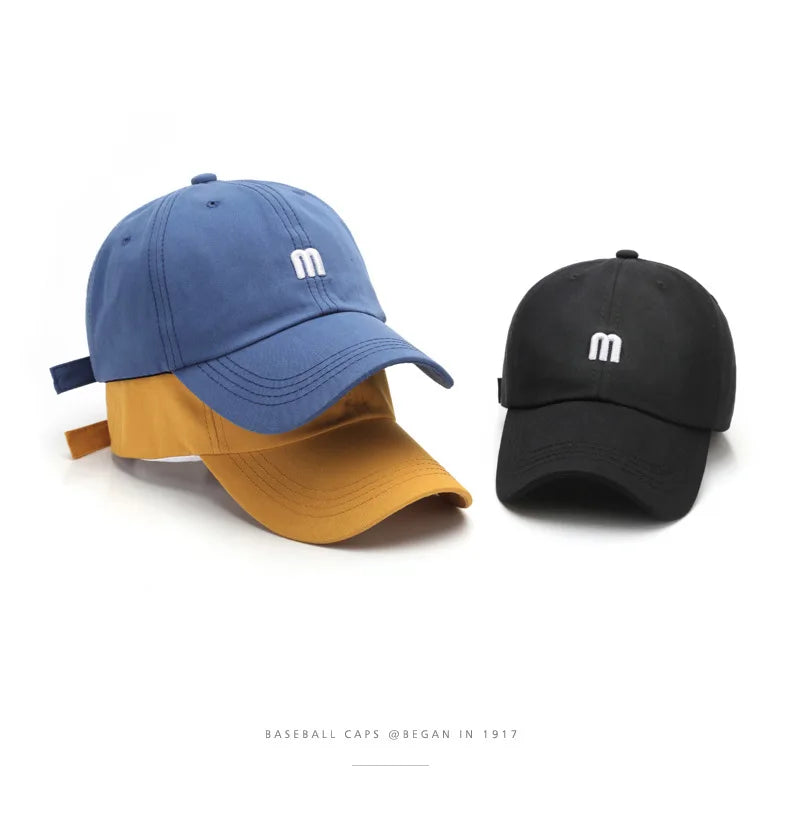 Fashion 100% Cotton Baseball Cap for Men and Women Letters Embroidered Snapback Hat Summer Sun Caps Unisex Casual Hip Hop Hats