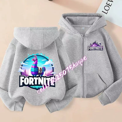 Nová detská mikina Fortnite so zipsom, kreslený anime štýl, ležérna a priedušná mikina s kapucňou pre chlapcov, kabát/bunda, jar 2026, detské oblečenie