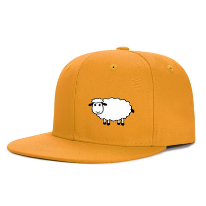 Unisex Adjustable Baseball Cap - Street Style Flat Brimmed Sheep Pattern Hat Casual Versatile And Personalized Hat