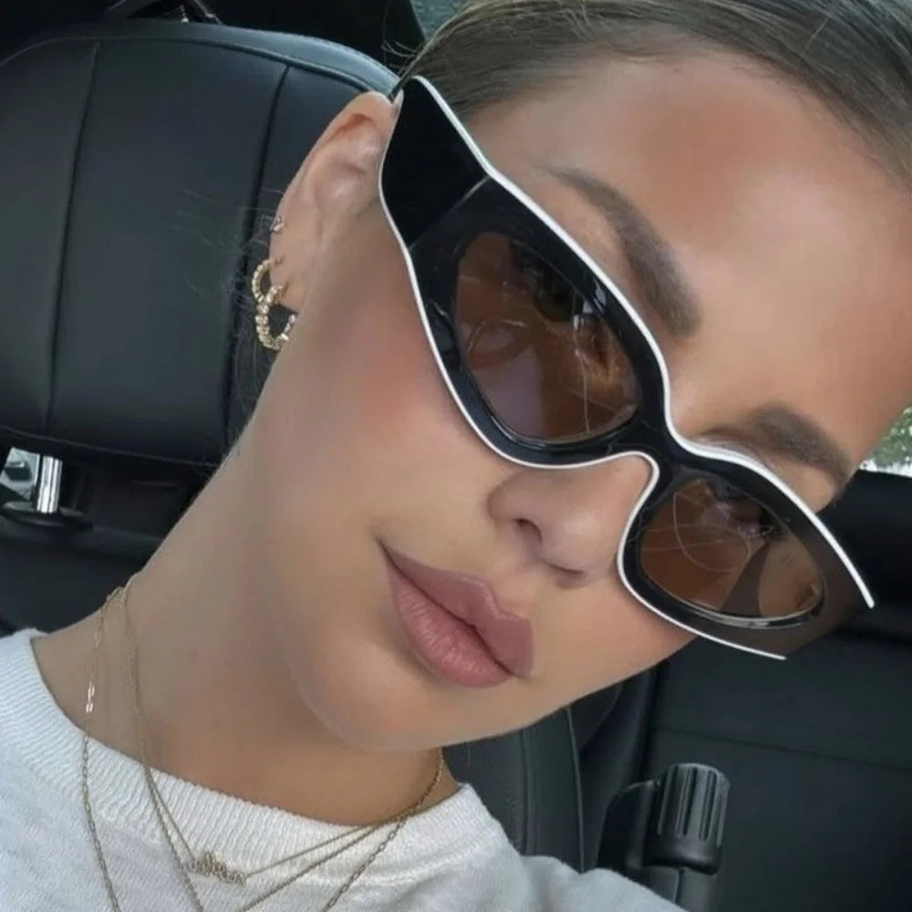 Steampunk Cat Eye Sunglasses Women Men Black-white Frames Trendy Sun Glasses Fashion Retro Vintage Accessories Shades Eyewear