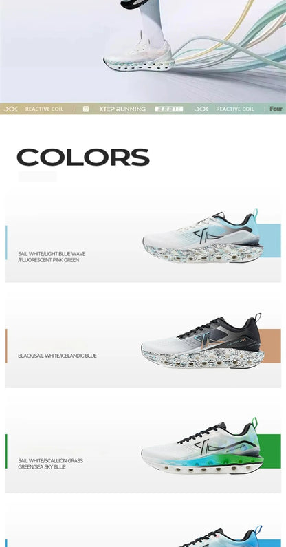 Xtep Reactive Coil 11.0 Running Shoes For Men  Summer Sports Shoes Shock Absorption Rebound Soft Sneakers 976219110026