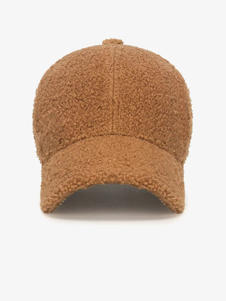 Winter Lamb Wool Solid Color Plain Baseball Cap - Warm Teddy Fleece, Face-Flattering, Structured Crown