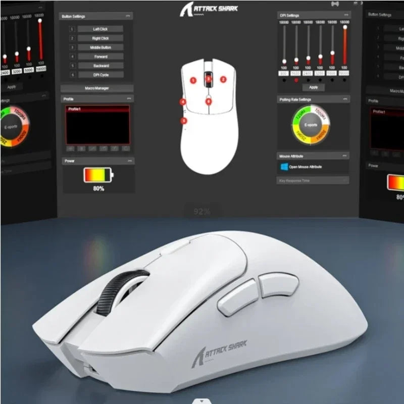Attack Shark R1 2.4G USB Wireless Bluetooth Gaming Mouse 18K DPI PAW3311 Tri-Mode Connectivity 59g Lightweight For PC Laptop Mac
