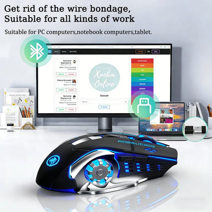 Wireless Bluetooth Mouse 2.4G USB Mecha Gaming Mouse Rechargeable Silent Backlight Mice Ergonomic Office Mice Game Accessories