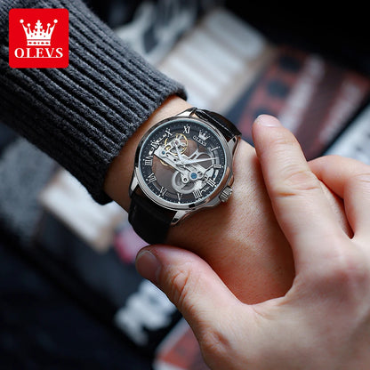 OLEVS 6661 Men Top Brand Watch Luxury All Transparent Hollow Men Mechanical Watch Original Fashion Waterproof Classic Men Watch