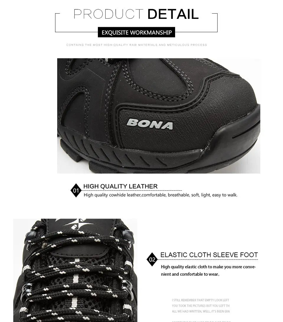 BONA New Arrival Classics Style Men Hiking Shoes Lace Up Men Sport Shoes Outdoor Jogging Trekking Sneakers