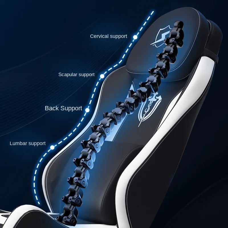 Gaming Chair with Latex Seat Cushion, Four-stage Pneumatic Cylinder, Removable Dual Headrest Adjustable Backrest, Office Chair