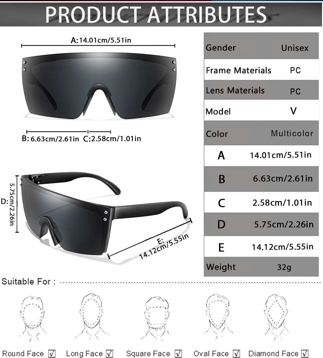 3 Pairs Fishing Sunglasses Men and Women Square Oversize Windproof Shades with UV Protection for Outdoor Cycling Hiking