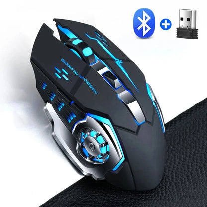 Rechargeable Wireless Gaming Mouse Silent Backlight E-Sports Bluetooth and 2.4G USB Mouse for Laptop Macbook PC Game Office