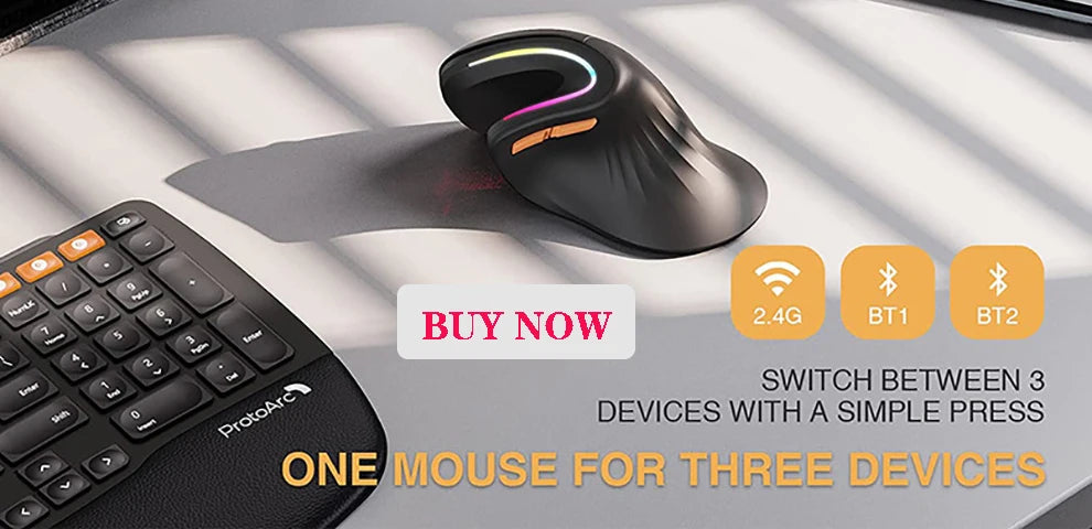 2400DPI Trackball Mouse ,2.4G & Bluetooth Rechargeable Mouse with EVA Case Bag Vertical Ergonomic Mice for Laptop iPad Mackbook