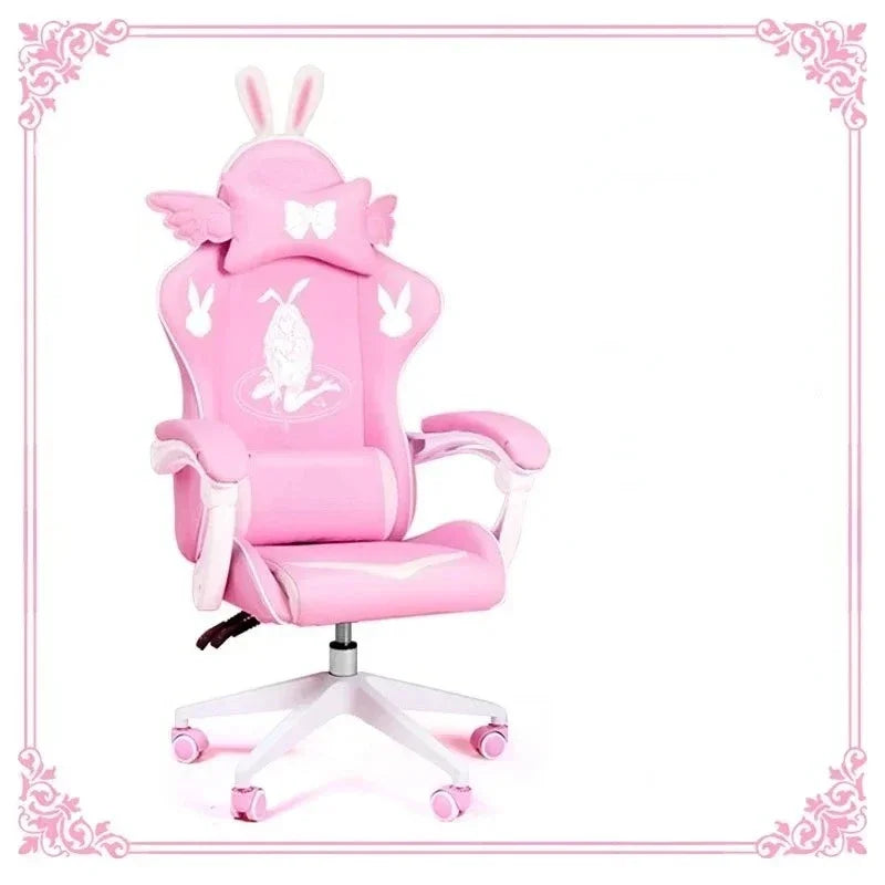 Pink Gaming Chair High-quality Girls Cartoon Home Live Gamer Chair Comfortable Swivel Adjustable Office Computer Furniture