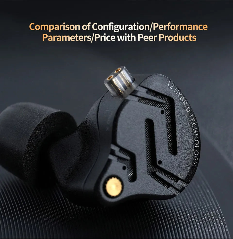 KZ ZS12 PRO X hybridní dynamická technologie a technologie Balanced Armature, IEM sluchátka do uší, vylepšený HiFi basový in-ear headset s ladicím kabelem