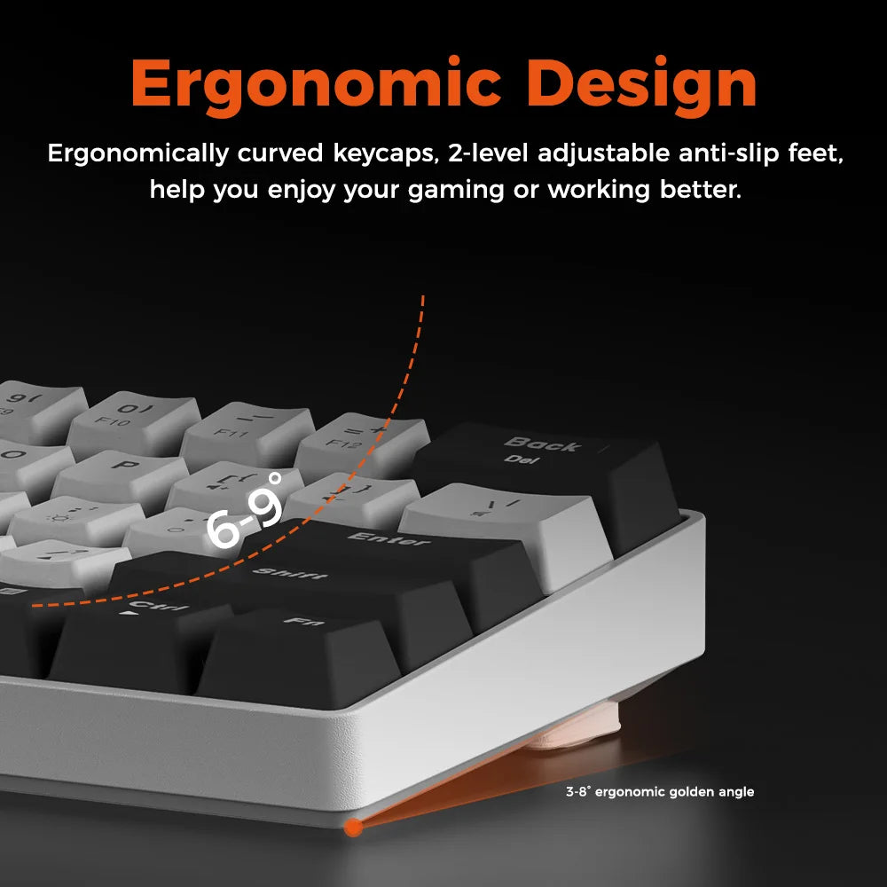 DAREU EK861S RGB Wired Mechanical Keyboard 61 Keys Red Switches ABS Keycaps N-key Rollover with Magnetic Feet