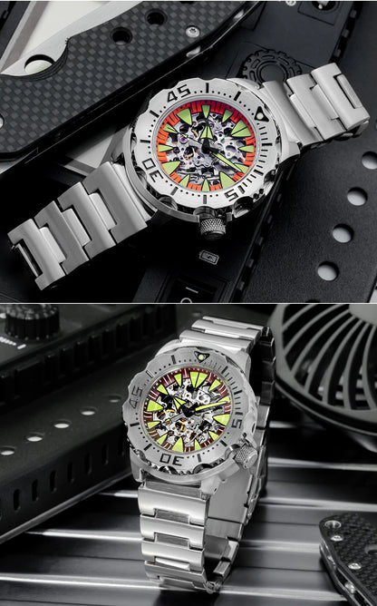 ADDIESDIVE  Luxury Automatic Watches for Men Sapphire 8N24 Stainless Steel Skeleton Luminous 20Bar Waterproof Gift Box Watch