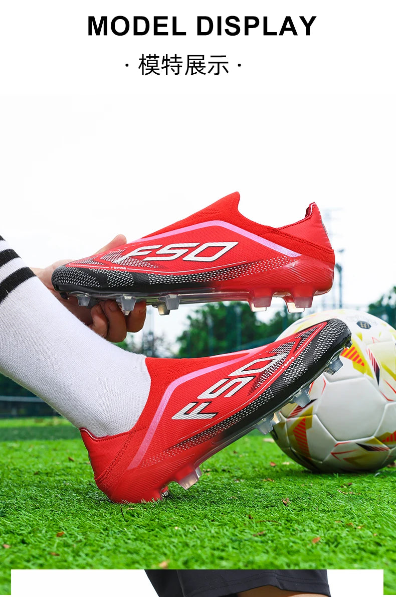 Neue Herren-Fußballschuhe, Futsal- und Outdoor-Sneaker, rutschfeste hochwertige Fußballschuhe mit Stollen für Rasenplätze, Bestseller, High-Top, leicht