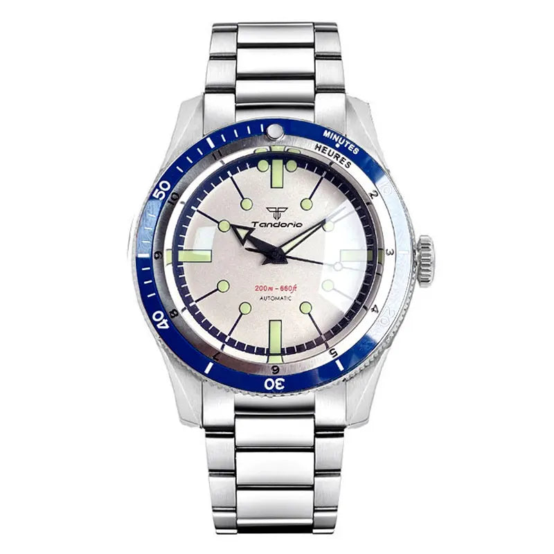 200M Water Resistant Mechanical Wristwatch Miyota 8215 Domed Sapphire Glass 120 clicks Bezel Steel Band Luminous Marks