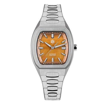 San Martin 39.5mm Tonneau Luxury Men Watch Mineral Dial Casual Sports PT5000 SW200 Automatic Mechanical Sapphire Luminous SN0145