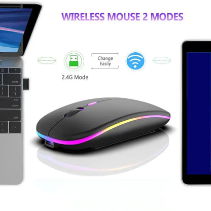 Wireless Mouse Rechargeable Dual Modes Bluetooth-combatible 2.4G USB Computer Mice For Laptop iPad Tablet Notebook Gaming Mouse