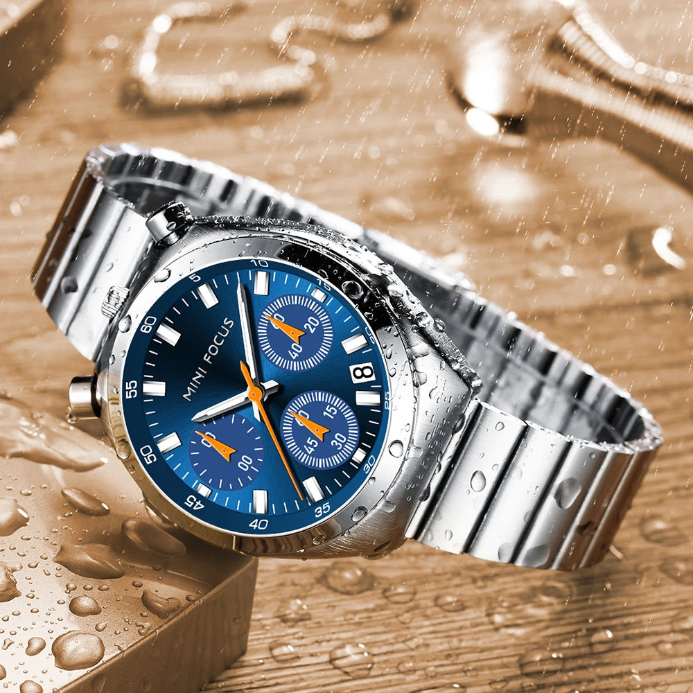 MINI FOCUS Fashion Ladies Watches Top Brand Luxury Multifunction Dial Stainless Steel Strap Elegant Quartz Women Watch Luminous