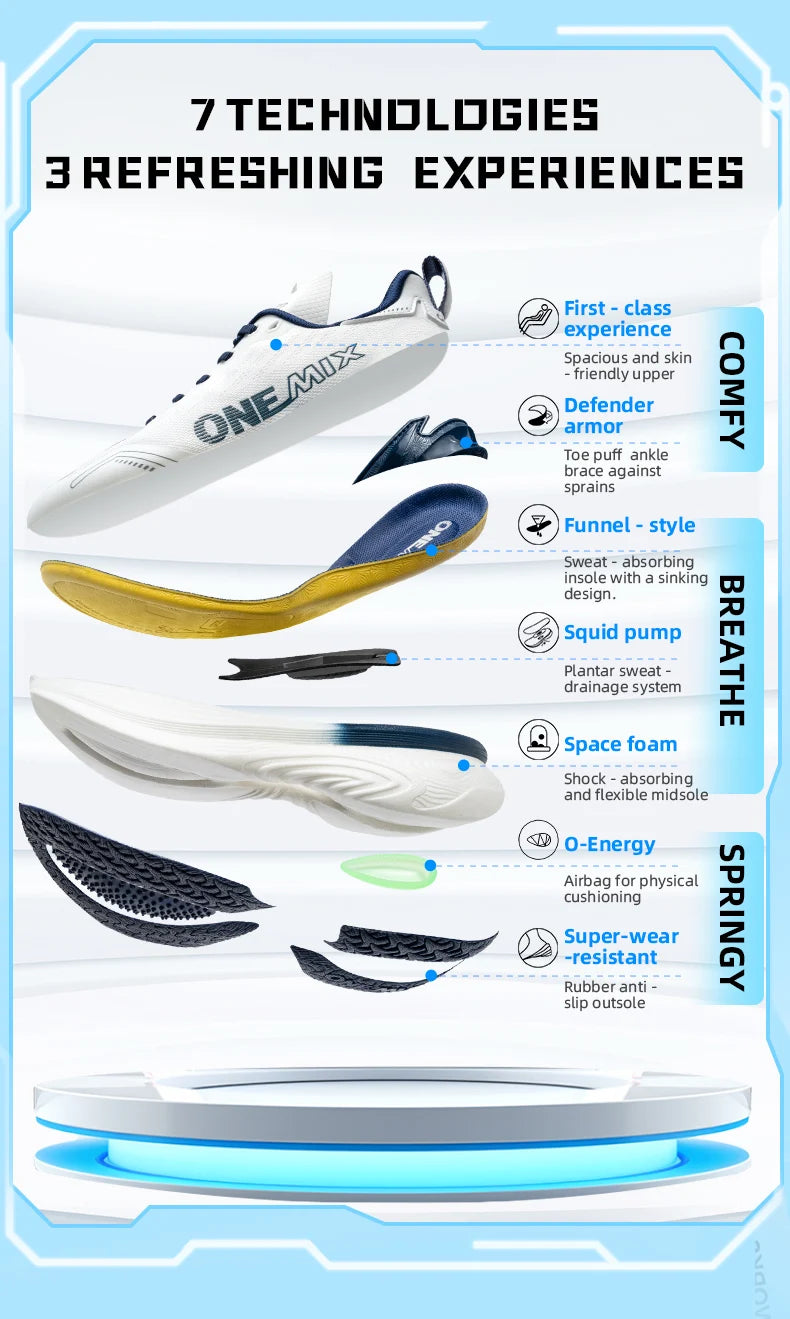 ONEMIX Bumper Max Jogging Running Shoes, Unisex Lightweight Sneakers, Road Wear-Resistant, Fashion Sports Fitness Shoes