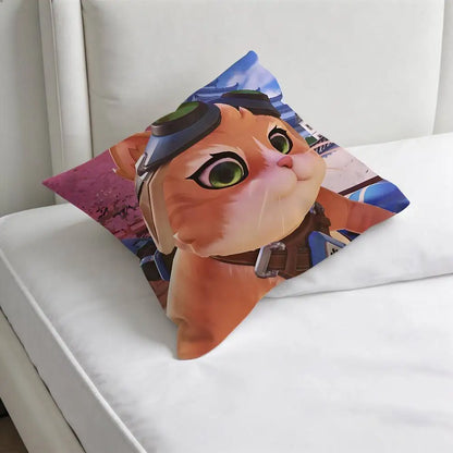 Jetpack Cat O-Overwatch Game Square Pillow Case Soft Decorative Throw Pillow Cover for Home Sofa Bed