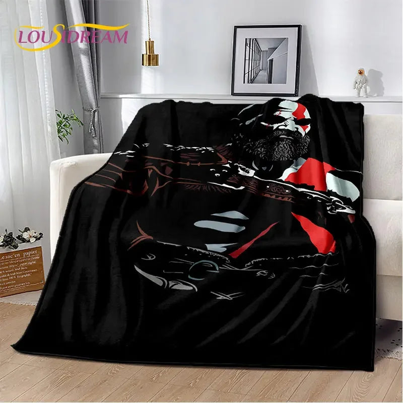 God of War Game Gamers Kratos Soft Plush Blanket,Flannel Blanket Throw Blanket for Living Room Bedroom Bed Sofa Picnic Cover Kid
