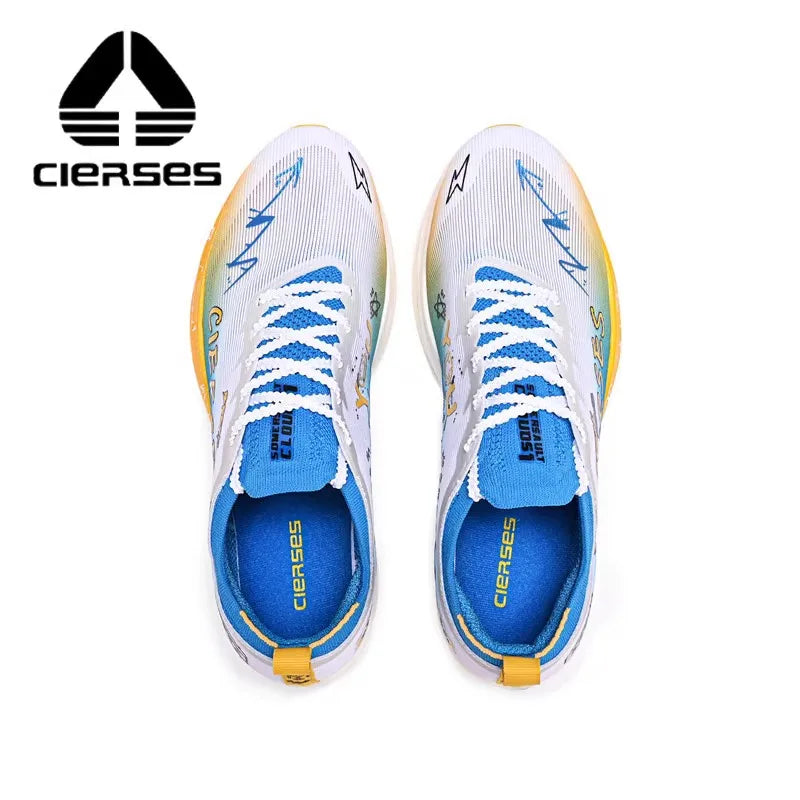 CIERSES Carbon Fiber Plate Marathon Running Racing Shoes Men Professional Stable Support Shock-Relief Rebound Training Shoes