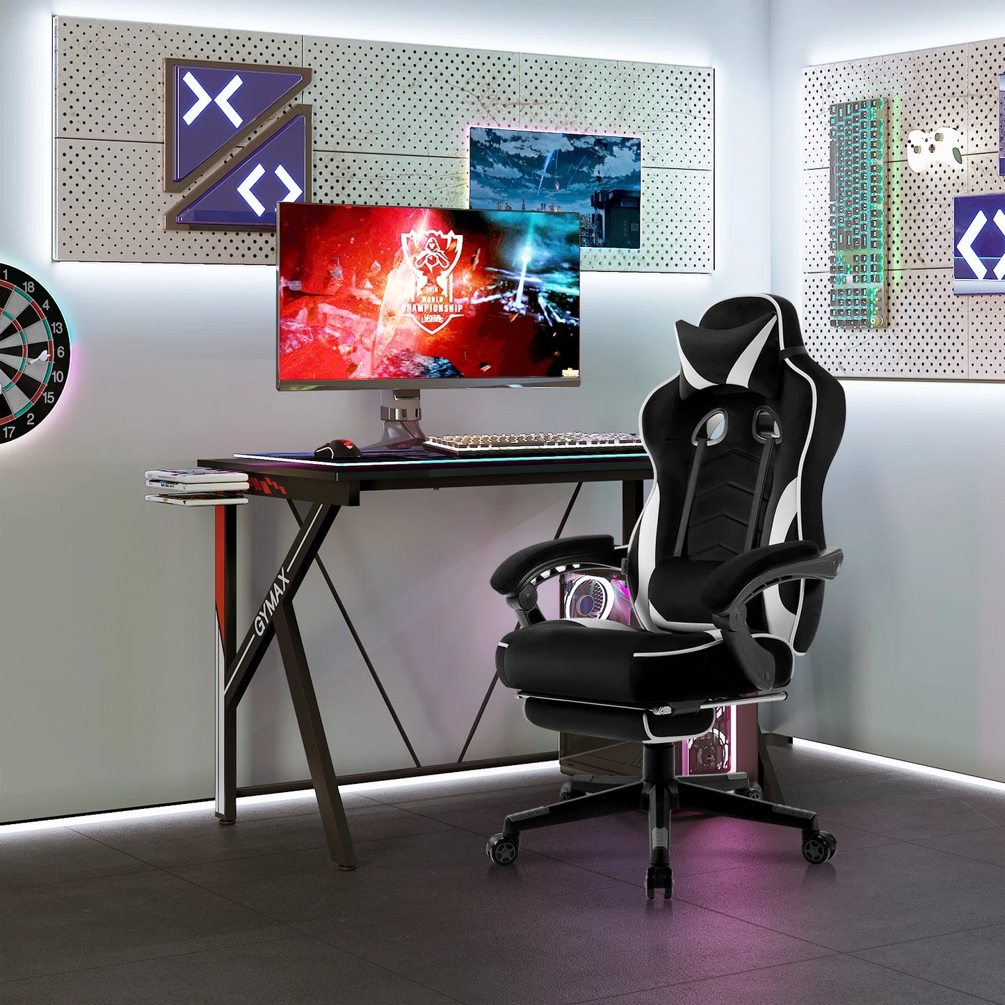 WOLTU Swivel  Gaming Racing Chair Desk Office Computer Chair Sports Seat with Headrest Lumbar Cushion Footrest Gamer Chair