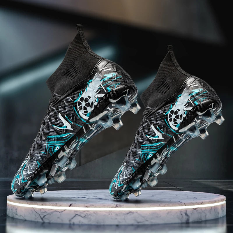 Men's High Ankle Football Boots Turf Soccer Cleats Breathable Non-slip Training Match Sneakers Outdoor Sports FG Soccer Shoes