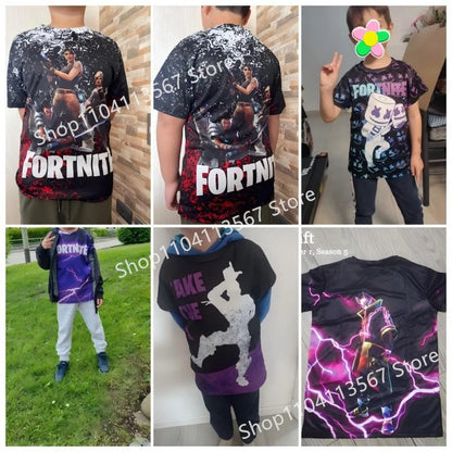 Boys Girls Cartoon T-shirt Fortnite T-shirt Battle Royale 3D 3 to 14 Years Victory Royale Game Kids Tops Teen Clothes
