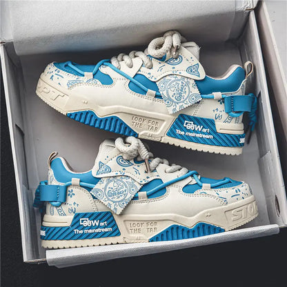 Fashion Skate Shoes Men's Sneakers Breathable Running Shoes Outdoor Mesh Casual Shoes Men's Lace-Up Vulcanized Shoes Zapatillas