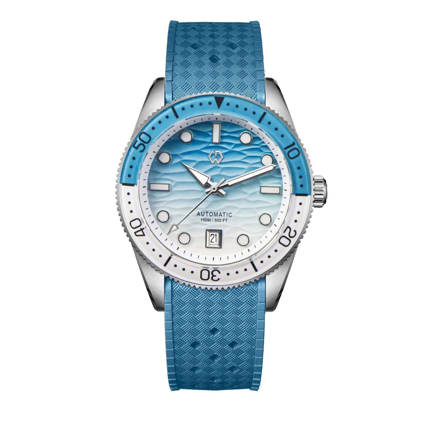 40mm Diver Watch Texture Men's Watches Automatic Mechanical Sapphire Waterproof 150 Meters Luminous Comes With Rubber Strap