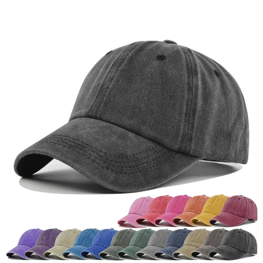 Baseball Cap Washed Cotton Men Women Snapback Hat Vintage Hip Hop Caps Solid Color Dad Hat Bone Casquette Outdoor Casual Sport