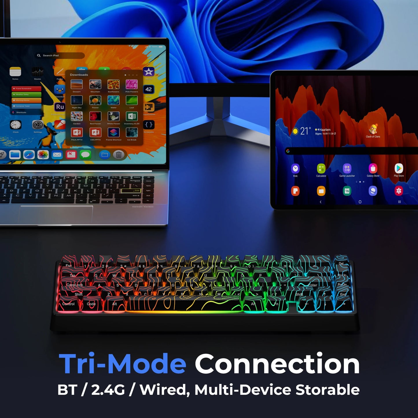 XVX Wireless Mechanical Keyboard M67 JadeStone With IMD-Tech Keycaps Tri-Mode Topographic White Gamer Keyboard Gasket Design