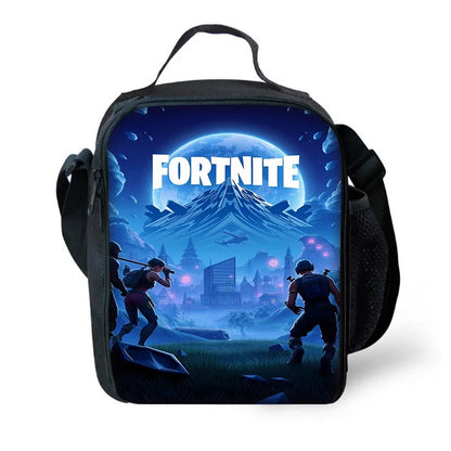 F-FortniteS isolierte Kindertasche mit großem Fassungsvermögen für Jungen, angesagtes Spiel, Mädchen, Schüler, Outdoor-Picknick, wiederverwendbare Thermo-Kühltasche für das Mittagessen