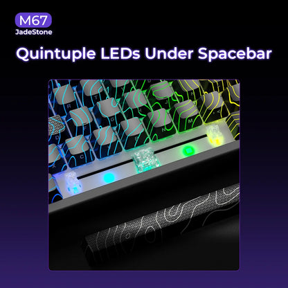 XVX M67 JadeStone Mechanical Keyboard With IMD-Tech Keycaps Hot Swappable Gasket Tri-Mode Custom RGB Wireless Keyboard 65%