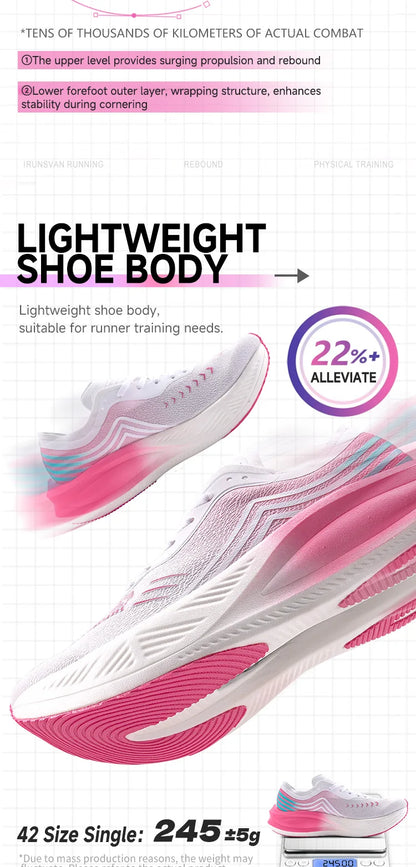 IRUNSVAN Marathon Racing Carbon Plate Men's Running Shoes Ultra Light Shock Absorption Training Women's Sports Shoes