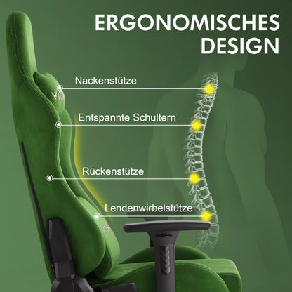 HAPIHAPPY Fashion Gaming Chair Genuine Computer Office Chair with Pocket Spring Cushion Linkage Armrests and Footrest Game Chair