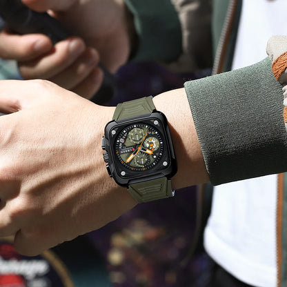 Top Brand CURREN Men's Watches Luxury Square Quartz Wrist Watch Original Waterproof Luminous Chronograph Watch for Men Relogio