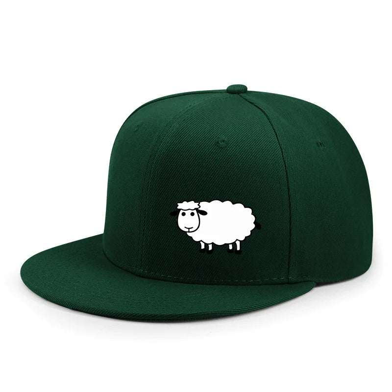 Unisex Adjustable Baseball Cap - Street Style Flat Brimmed Sheep Pattern Hat Casual Versatile And Personalized Hat