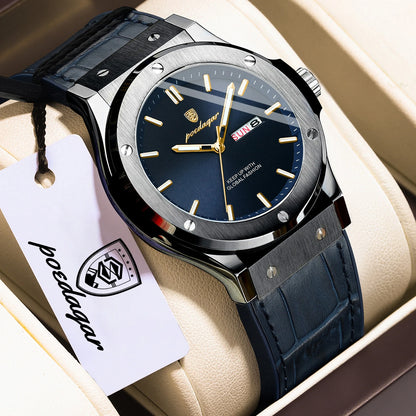 POEDAGAR herenhorloge – Origineel model, zakelijke stijl, waterdicht, siliconen band, datum- en dagweergave, quartz uurwerk, trendy luxe horloge.