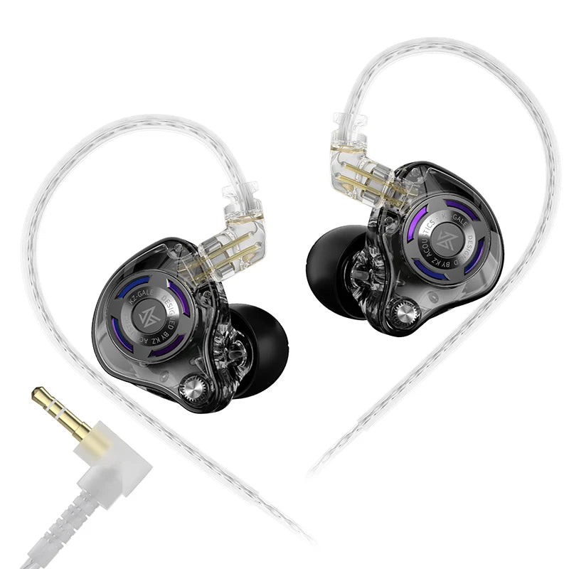 Auriculares IEM Gaming KZ Gale – Monitores In-Ear HiFi com driver superlinear e cabo de 2 pinos destacável banhado a prata